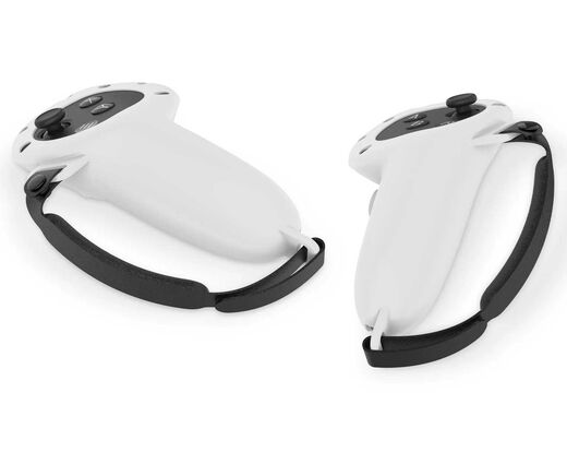 Силиконовые защитные чехлы с мягким кожаным ремешком для контроллеров Oculus Quest 3 | Серый