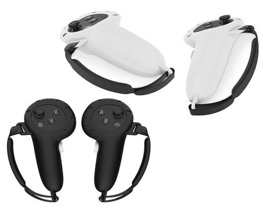 Силиконовые защитные чехлы с мягким кожаным ремешком для контроллеров Oculus Quest 3 | Серый