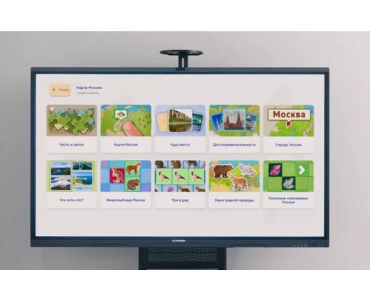Интерактивная стена «АктивиУМ Стандарт Патриот» + программа: проектор v2m для светлых помещений 