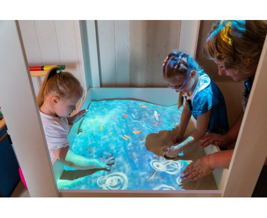 Тумба для интерактивной песочницы "Домик" на колёсиках